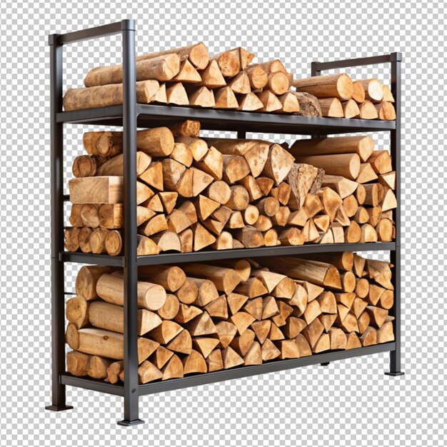 PSD firewood storage rack on transparent background