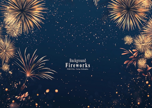 firework background vector illustration colorful fireworks on dark blue sky with copy space