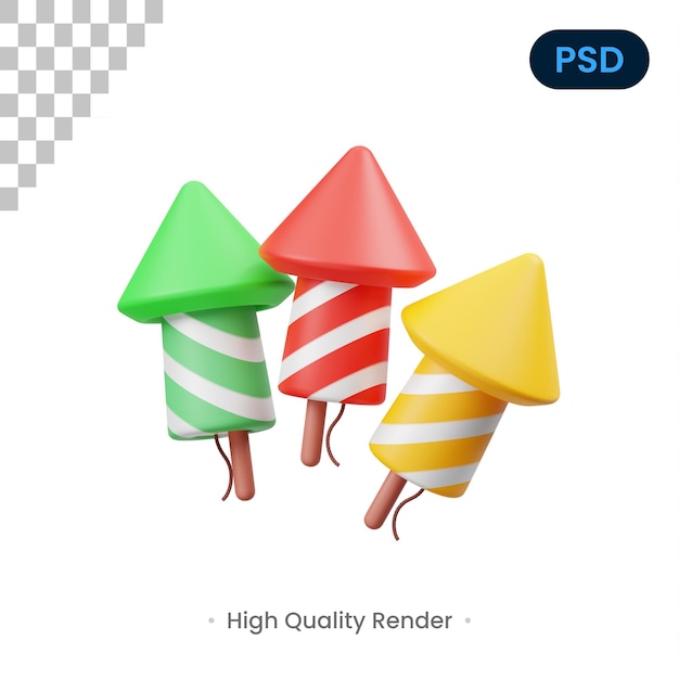 Firework Rocket 3D Icon Premium Psd