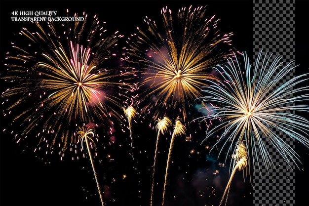 Fireworks in the dark sky On transparent background