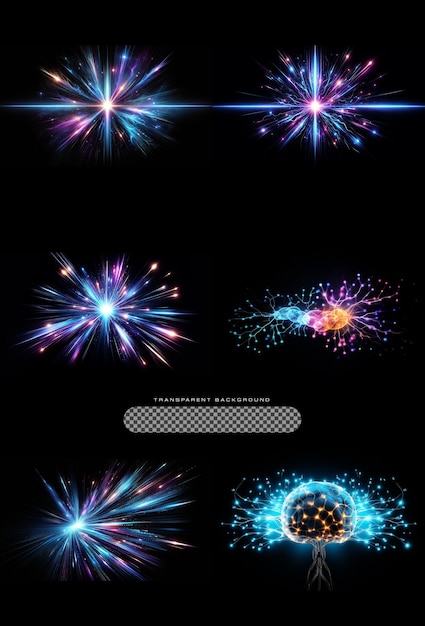 fireworks explosion set on transparent overlay