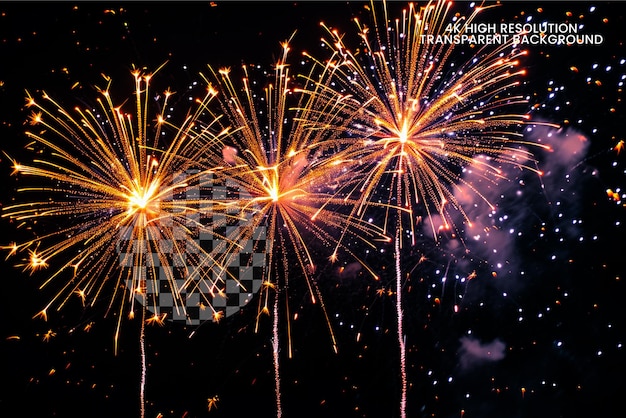 Fireworks with fire flame on transparent background