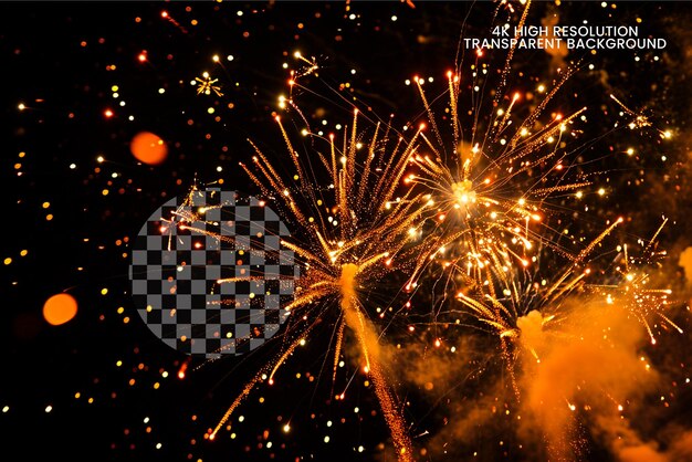 Fireworks with fire flame on transparent background