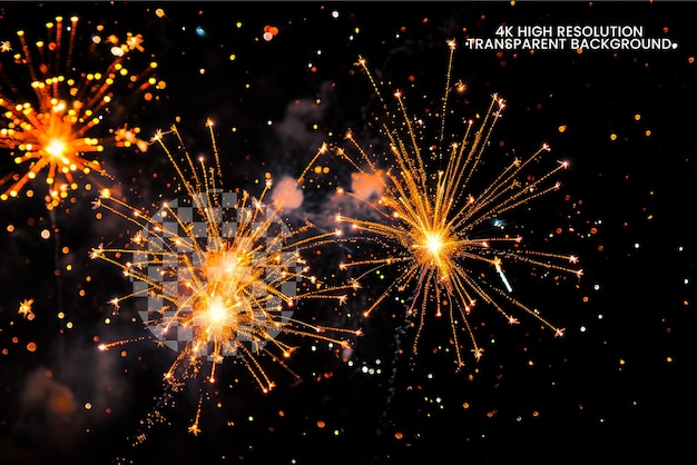 Fireworks with fire flame on transparent background