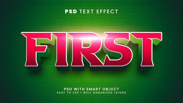 First 3d editable text effect with safety and health text style