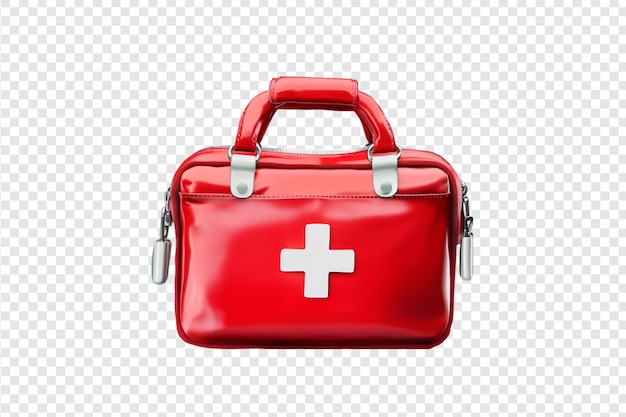 First aid bag with CPR kit isolated on a transparent background