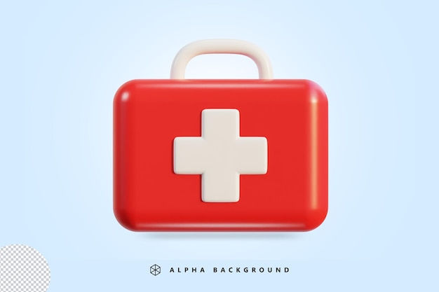 First aid kit ambulance emergency box medical help suitcase emergency concept 3d vector icon