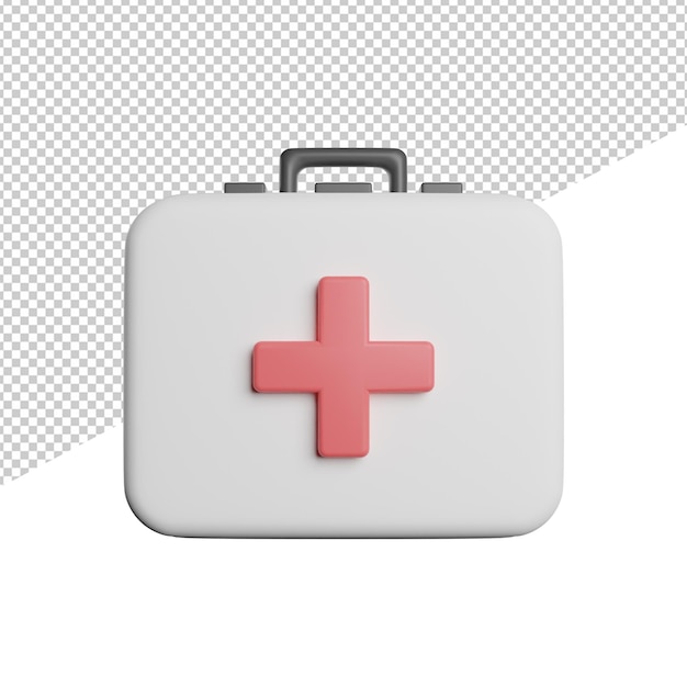 First Aid Kit Equipment front view 3d rendering icon illustration on transparent background