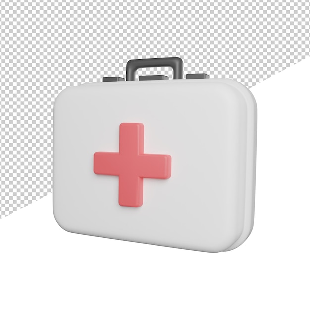 First Aid Kit Equipment side view 3d rendering icon illustration on transparent background