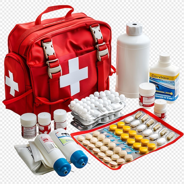 PSD first aid kit on isolated transparent background