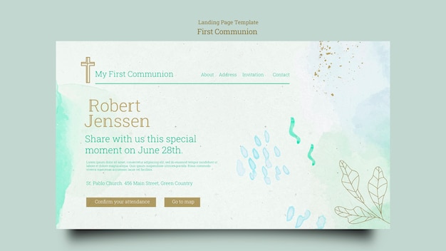 First communion landing page template