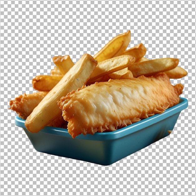 Fish and chips on a transparent background Premium Psd