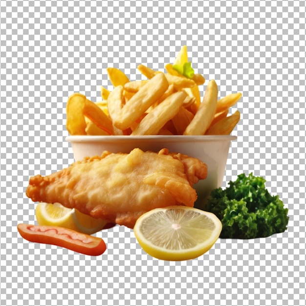 PSD fish and chips on a transparent background premium psd