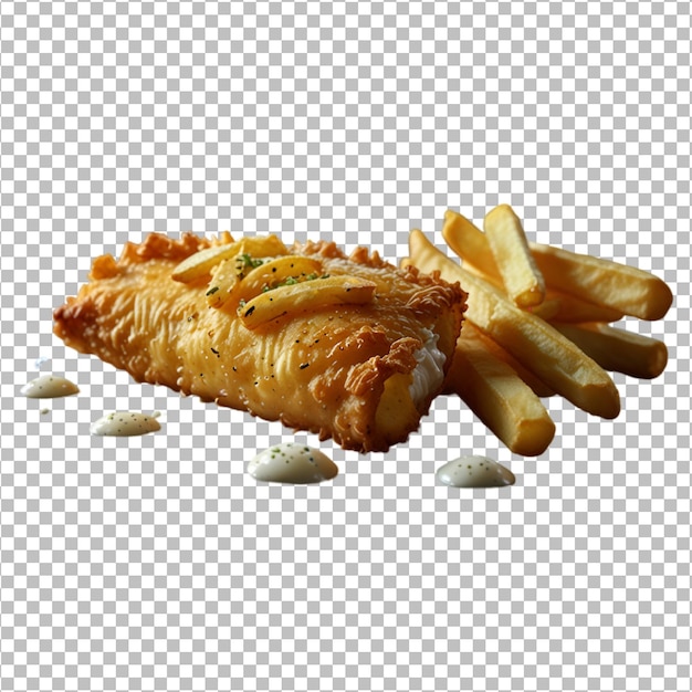 Fish and chips on a transparent background Premium Psd