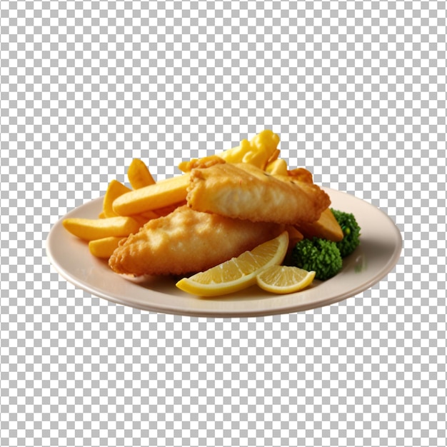 Fish and chips on a transparent background Premium Psd