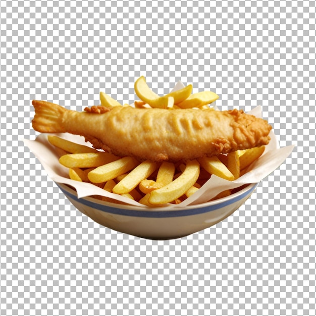 Fish and chips on a transparent background Premium Psd