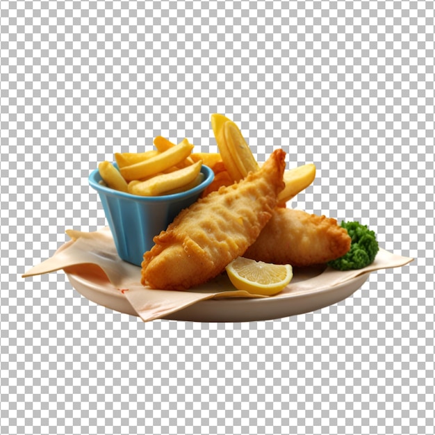 PSD fish and chips on a transparent background premium psd