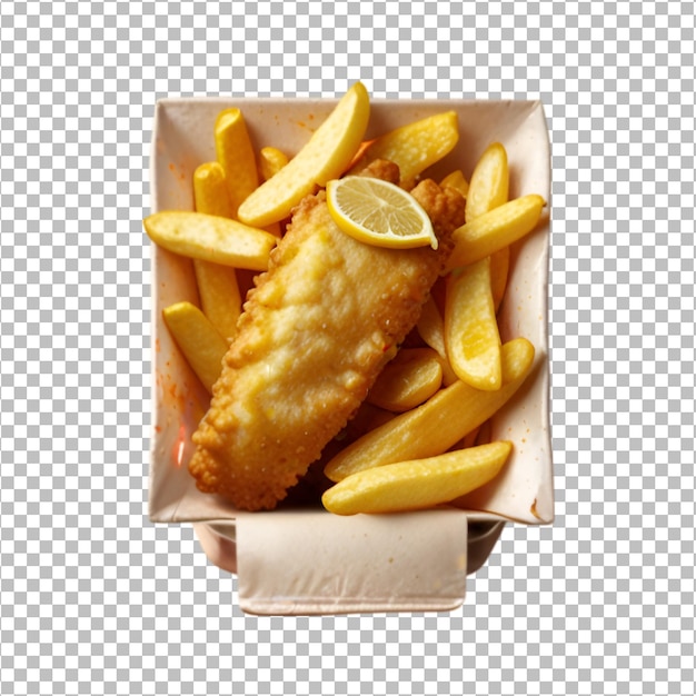 Fish and chips on a transparent background Premium Psd