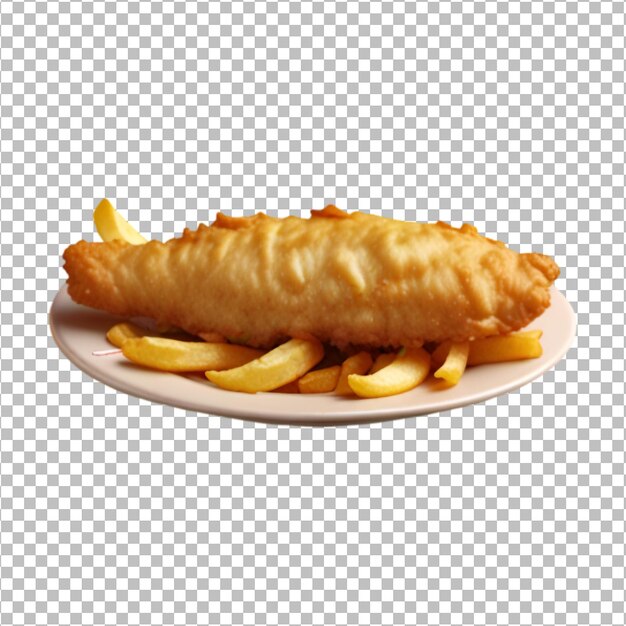 Fish and chips on a transparent background Premium Psd