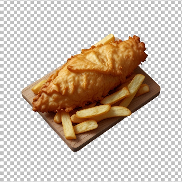 Fish and chips on a transparent background Premium Psd