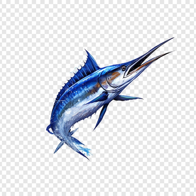 PSD a fish is on a white background with a blue tail