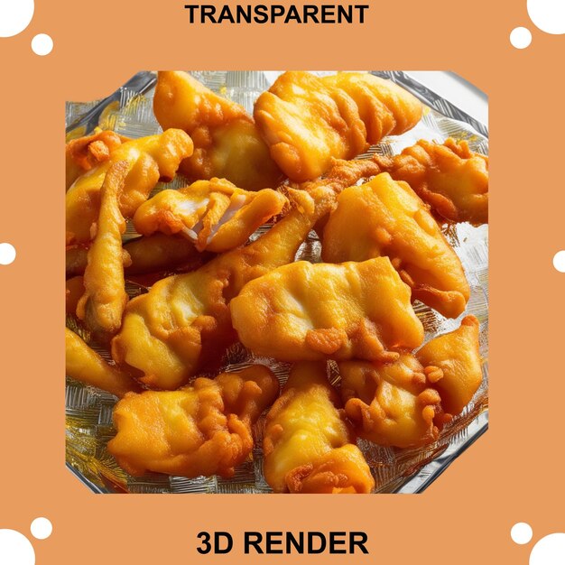 PSD fish meat fry transparent background