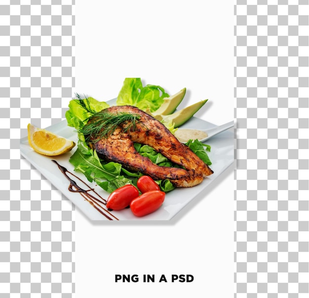 PSD fish salad dish png in a psd