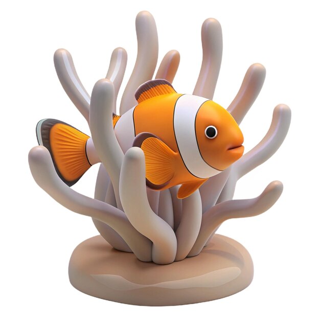 PSD a fish sculpture with a clown fish in it