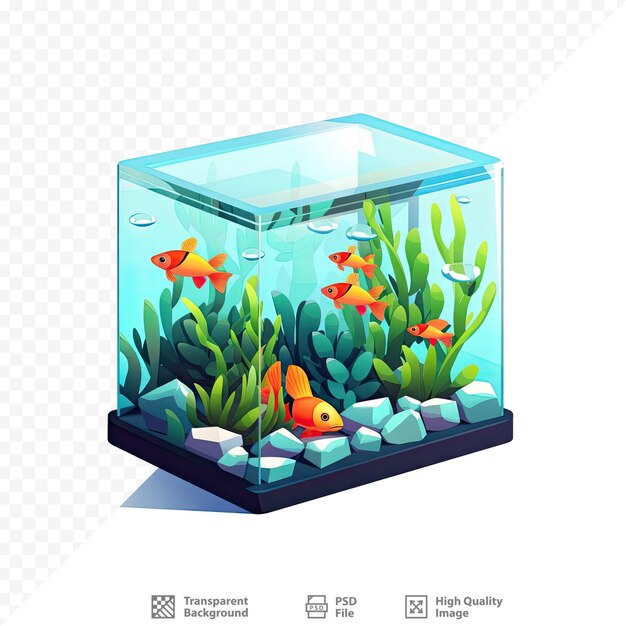 PSD a fish tank with goldfish and a fish in it.