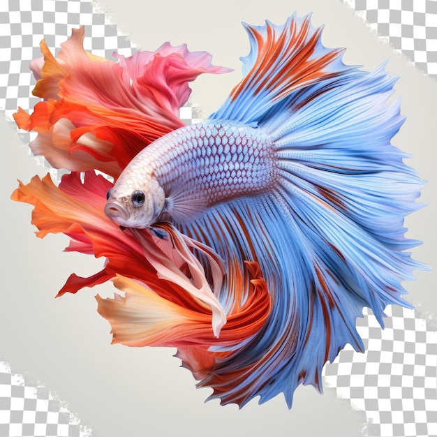 a fish with a blue and red body is shown in this image.