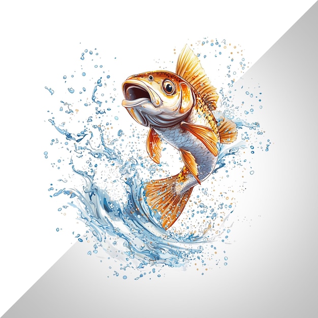 PSD a fish with a splash jumps out of the water isolated transparent backgroundpsd