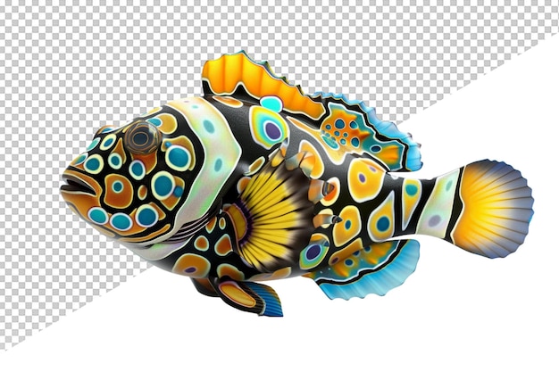 PSD a fish with a yellow and blue pattern on its head