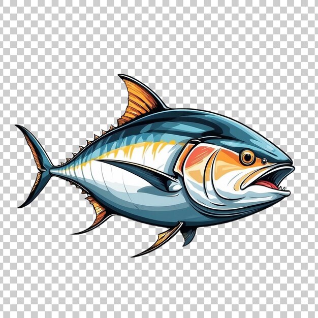 PSD a fish with a yellow tail is shown on a white background