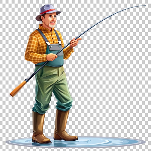 fisherman on transparent background