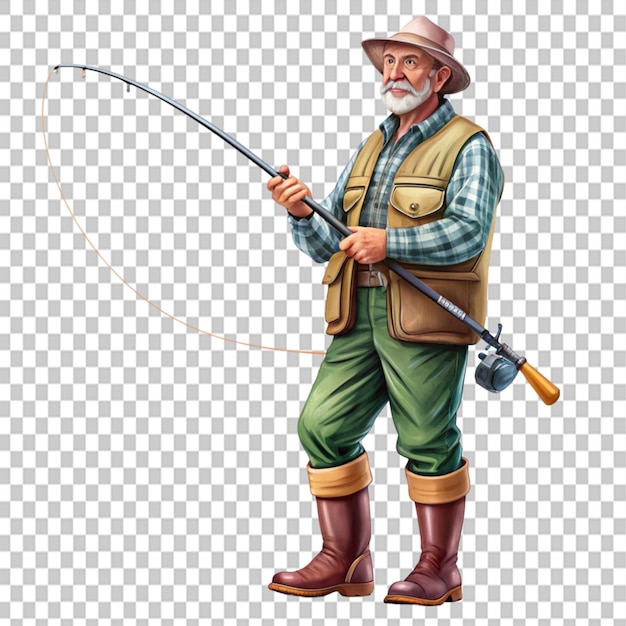 fisherman on transparent background