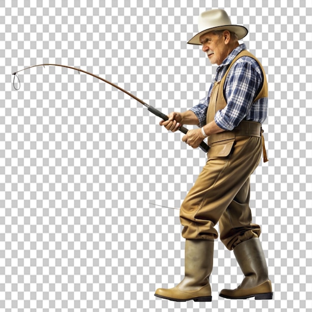 fisherman on transparent background