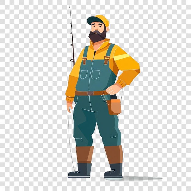 PSD a fisherman with a fishing rod on his shoulder