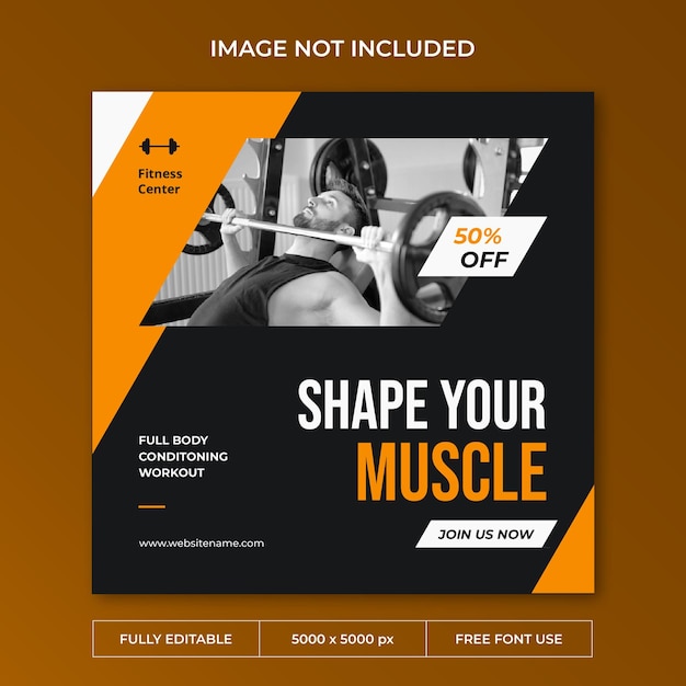 Fitness center instagram post social media template