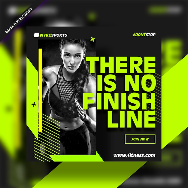 Fitness center square banner template