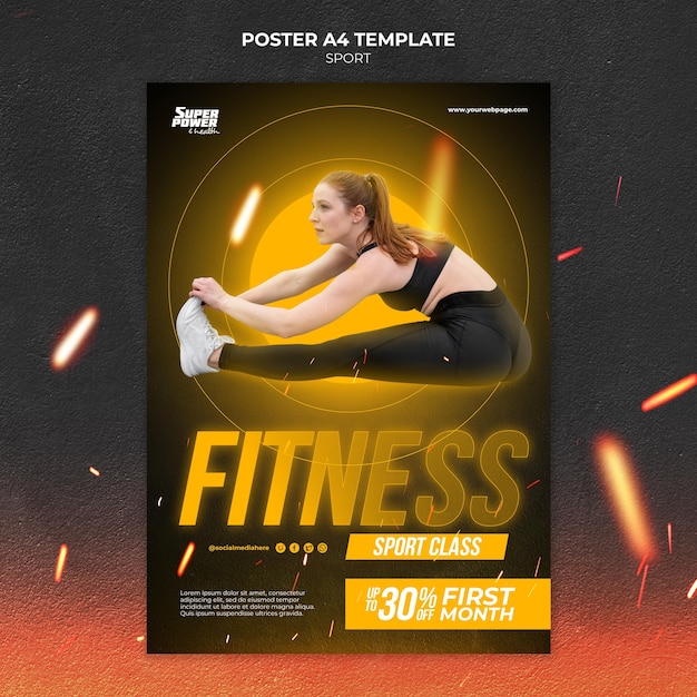 PSD fitness class poster template