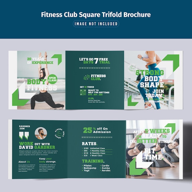 PSD fitness club trifold brochure template