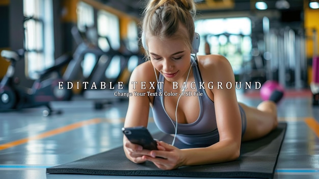 PSD fitness enthusiast using smartphone at gym