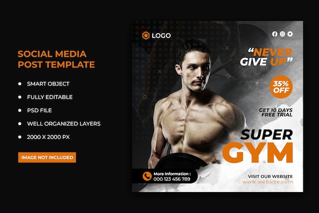 Fitness flyer social media post and web banner