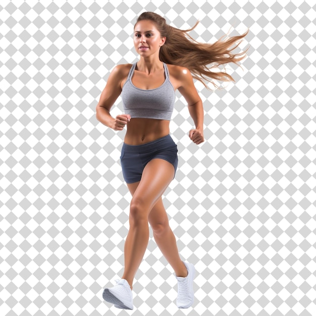 Fitness freak woman Isolated on transparent background PSD file