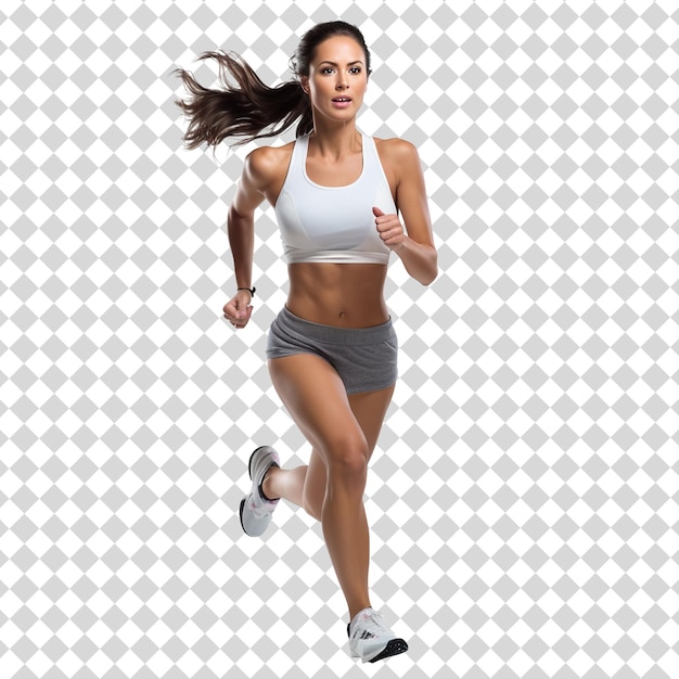 Fitness freak woman Isolated on transparent background PSD file