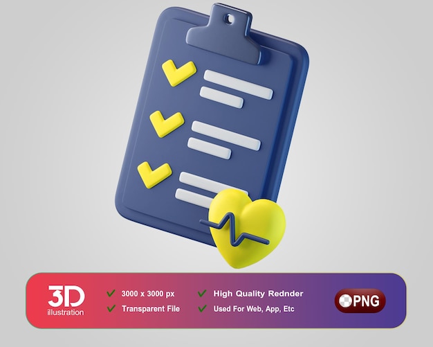 Fitness and Gym 3D Icons Clip Board