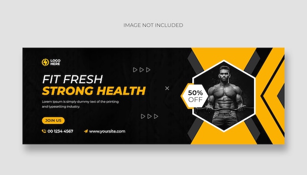 Fitness gym facebook cover and web banner template