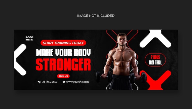 Fitness gym facebook cover and web banner template