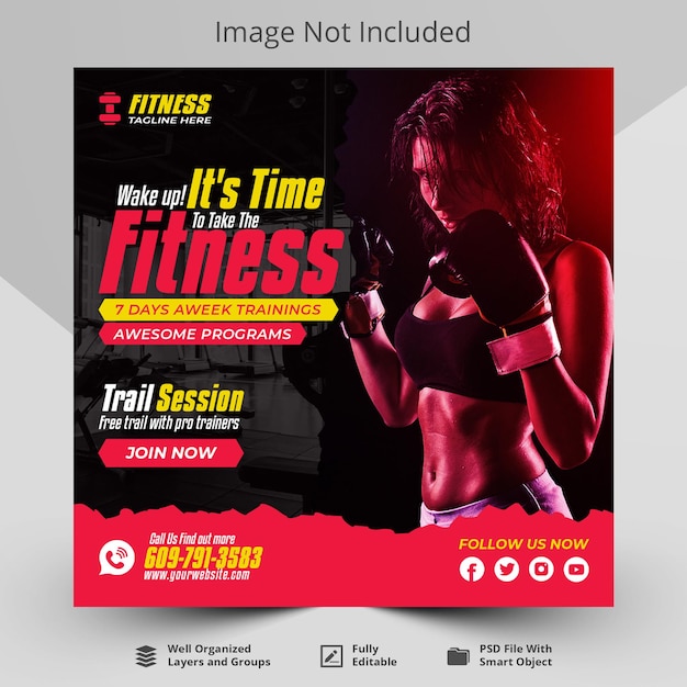 Fitness gym flyer social media post web banner instagram ads Design Template