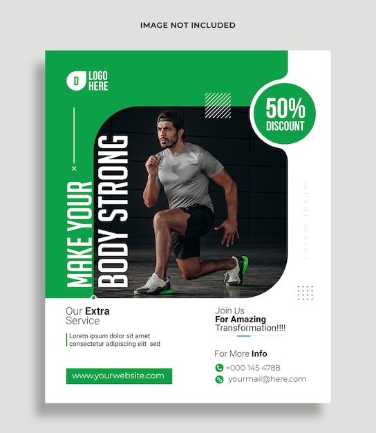 Fitness gym flyer social media post and web banner template